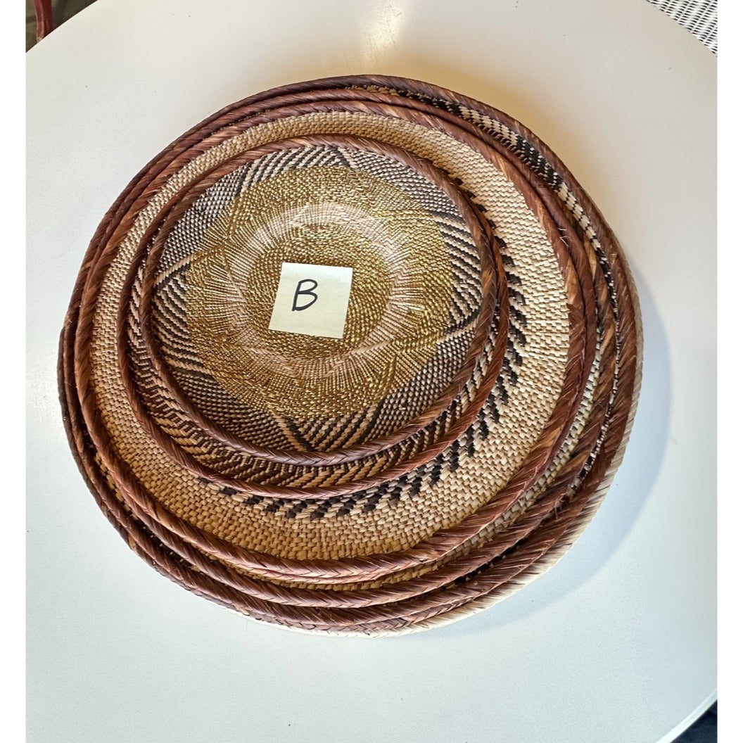 Del Sol Coastal Baskets (Set of 8)-Natural Brown/White/Gold