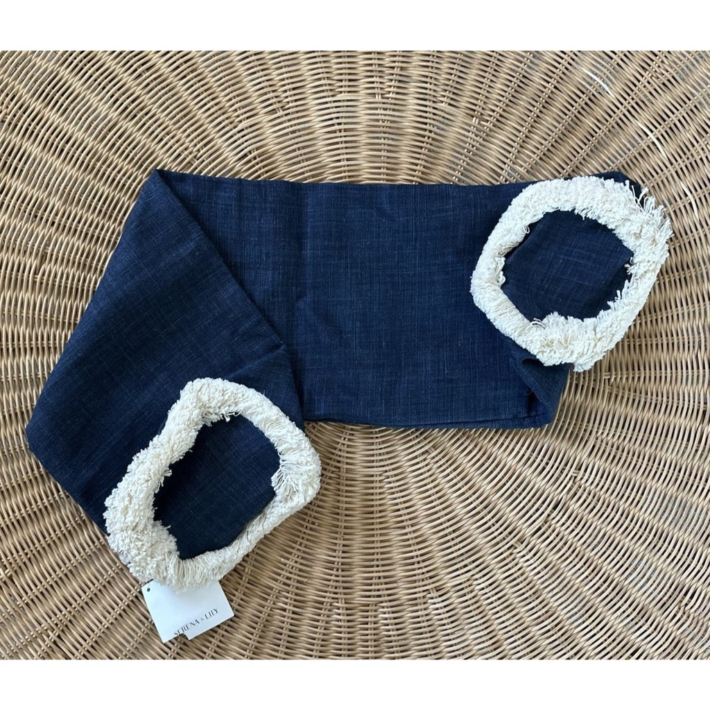 Bowden Bolster Pillow Cover (7”x36”x7”)-Navy Blue