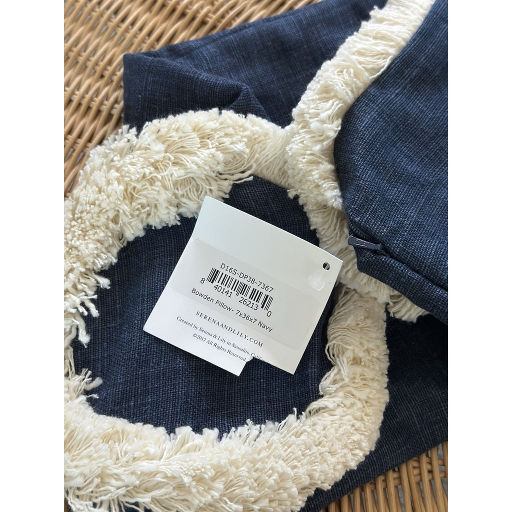 Bowden Bolster Pillow Cover (7”x36”x7”)-Navy Blue