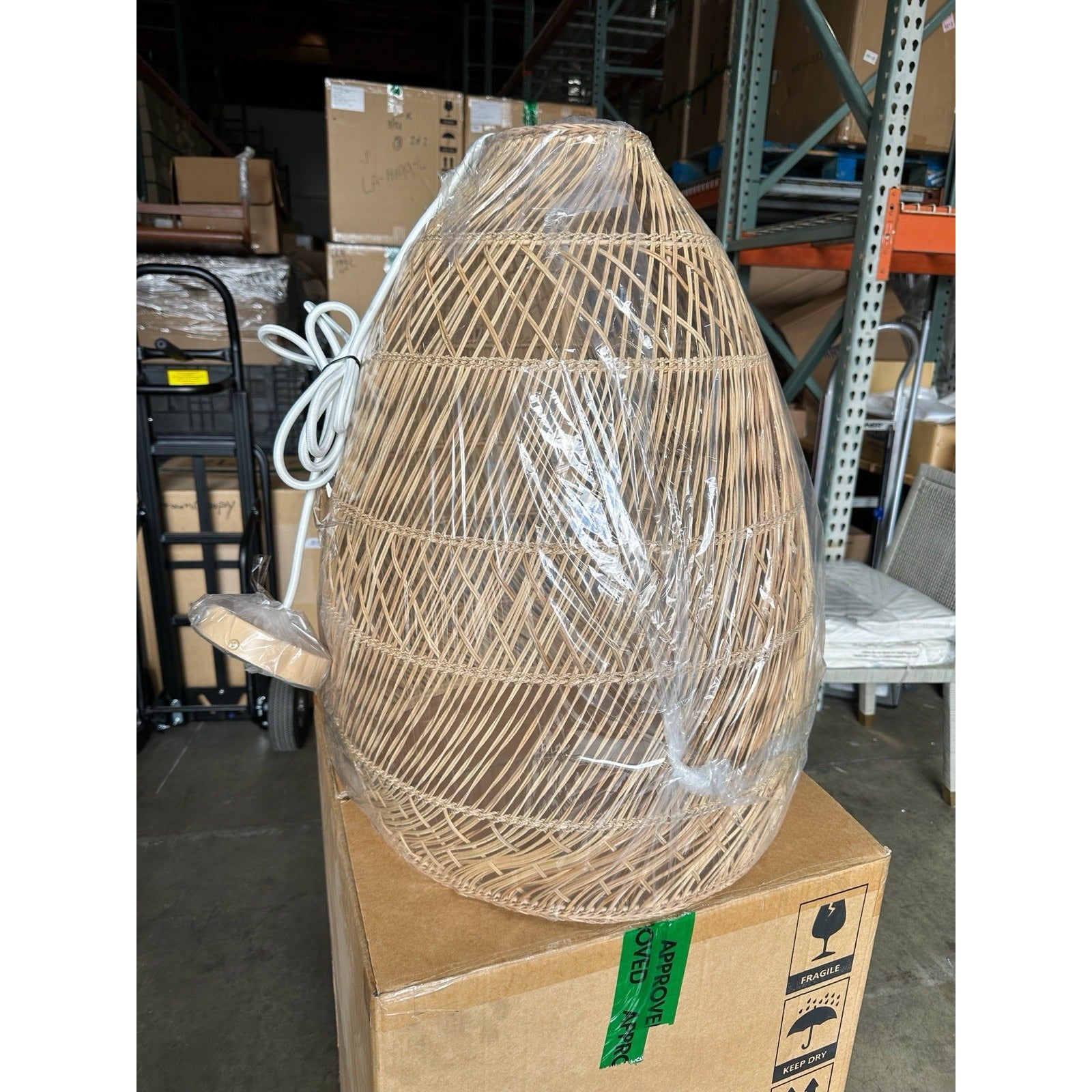 Headlands Large Rattan Coastal Pendant Light-Natural/Brown Canopy