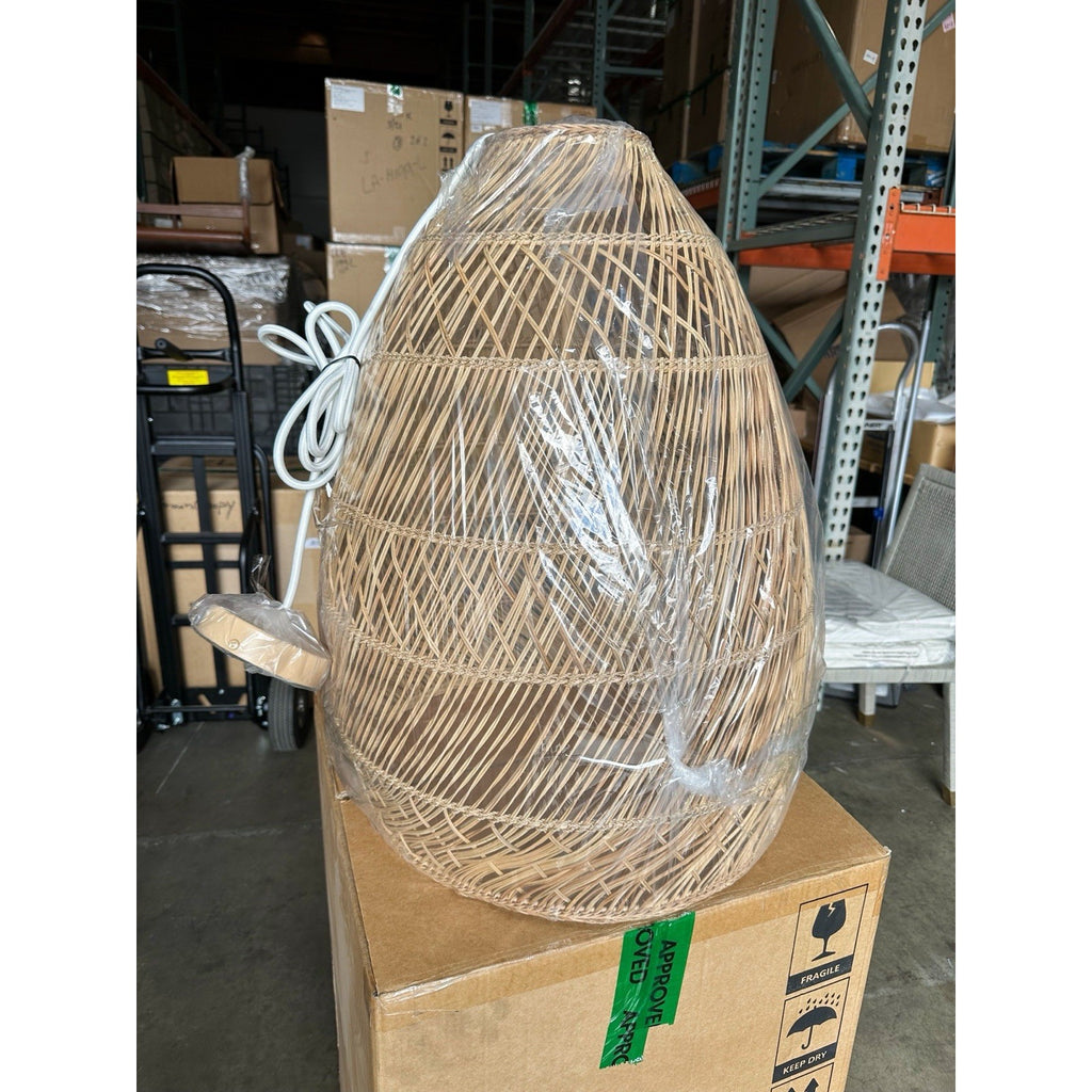 Headlands Large Rattan Coastal Pendant Light-Natural/Brown Canopy