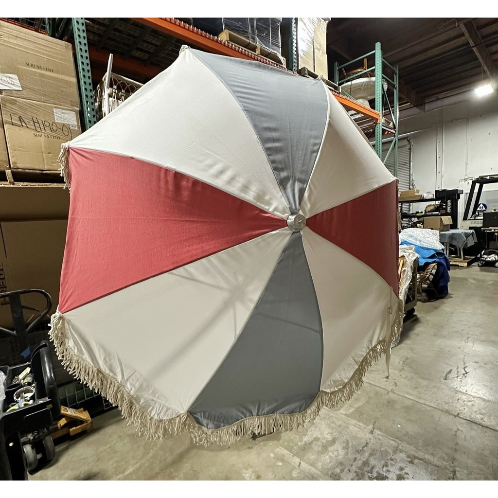 Coastal Beach Umbrella-Blue/White/Red