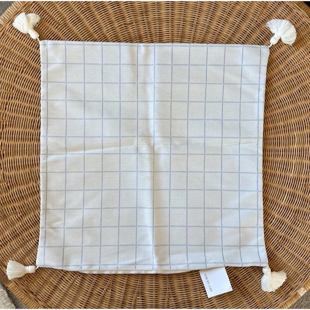 Sunbrella Windowpane Mayne Pillow Cover (24” SQ)-Coastal Blue