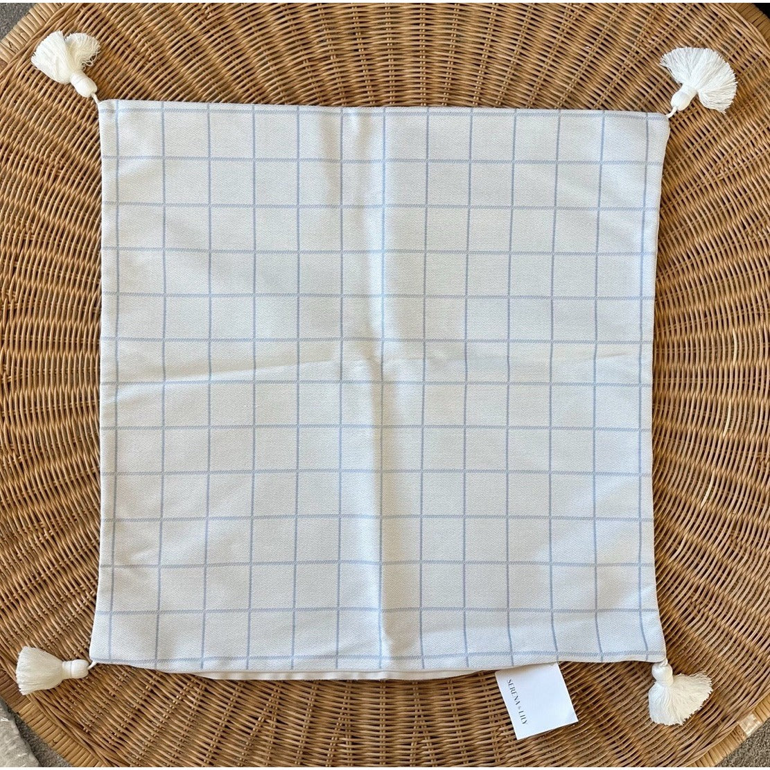 Sunbrella Windowpane Mayne Pillow Cover (24” SQ)-Coastal Blue