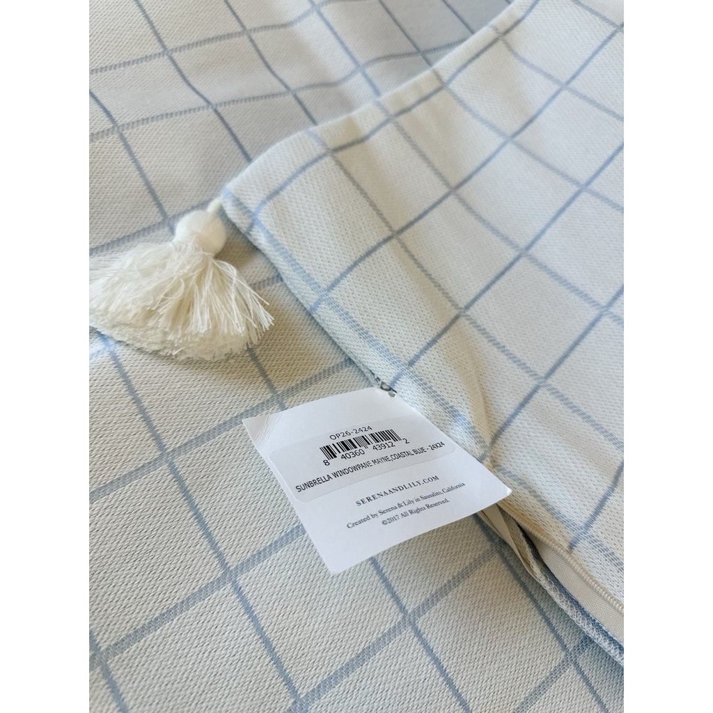 Sunbrella Windowpane Mayne Pillow Cover (24” SQ)-Coastal Blue