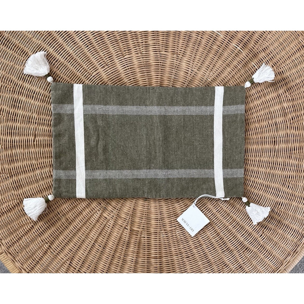 Heath Pillow Cover (12”x21”)-Grove Green/Ivory