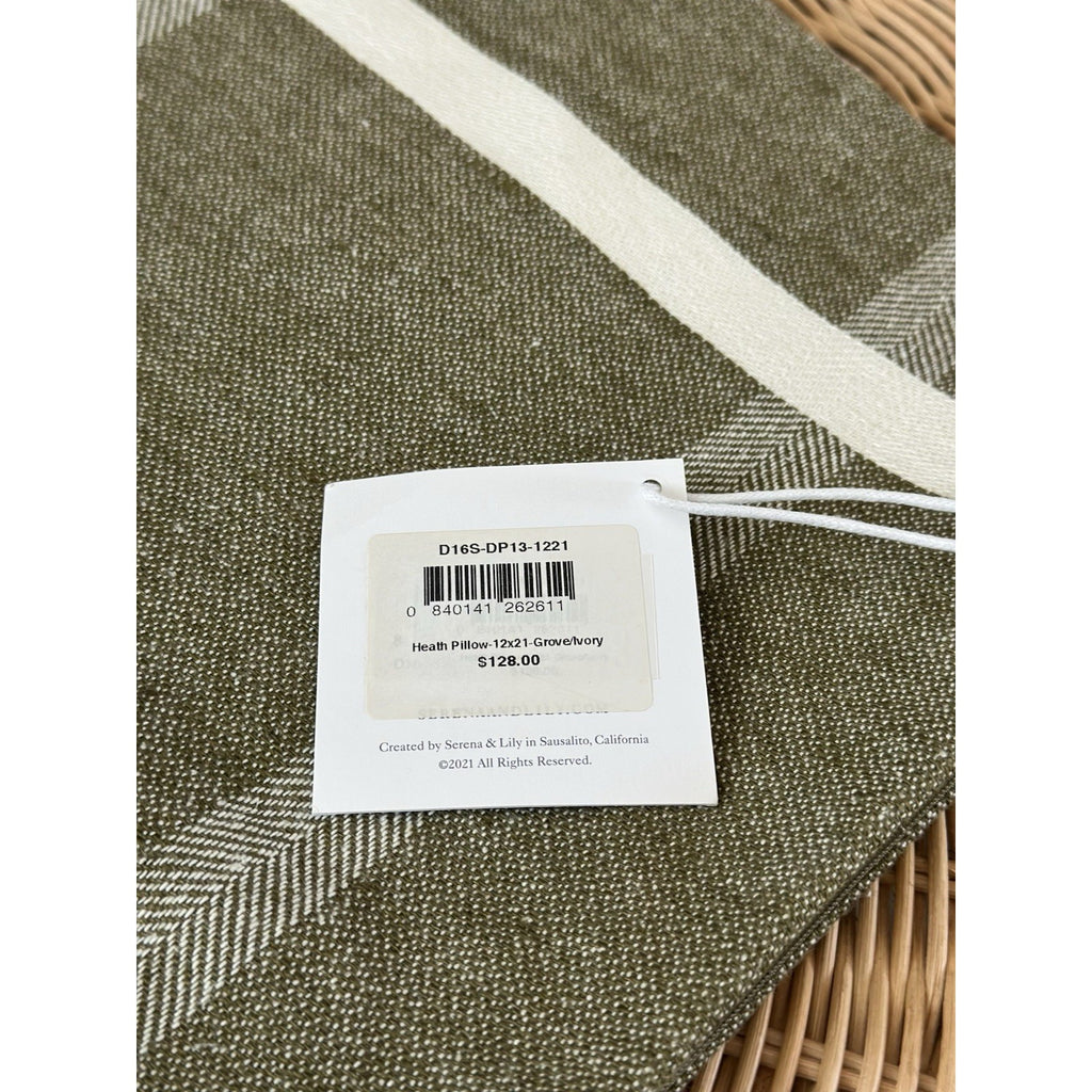 Heath Pillow Cover (12”x21”)-Grove Green/Ivory