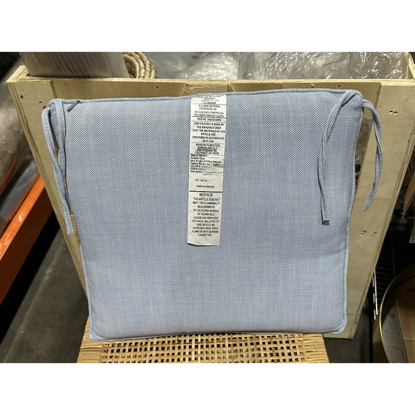 Eptos Dining Chair Cushion-Perennials Basketweave Coastal Blue