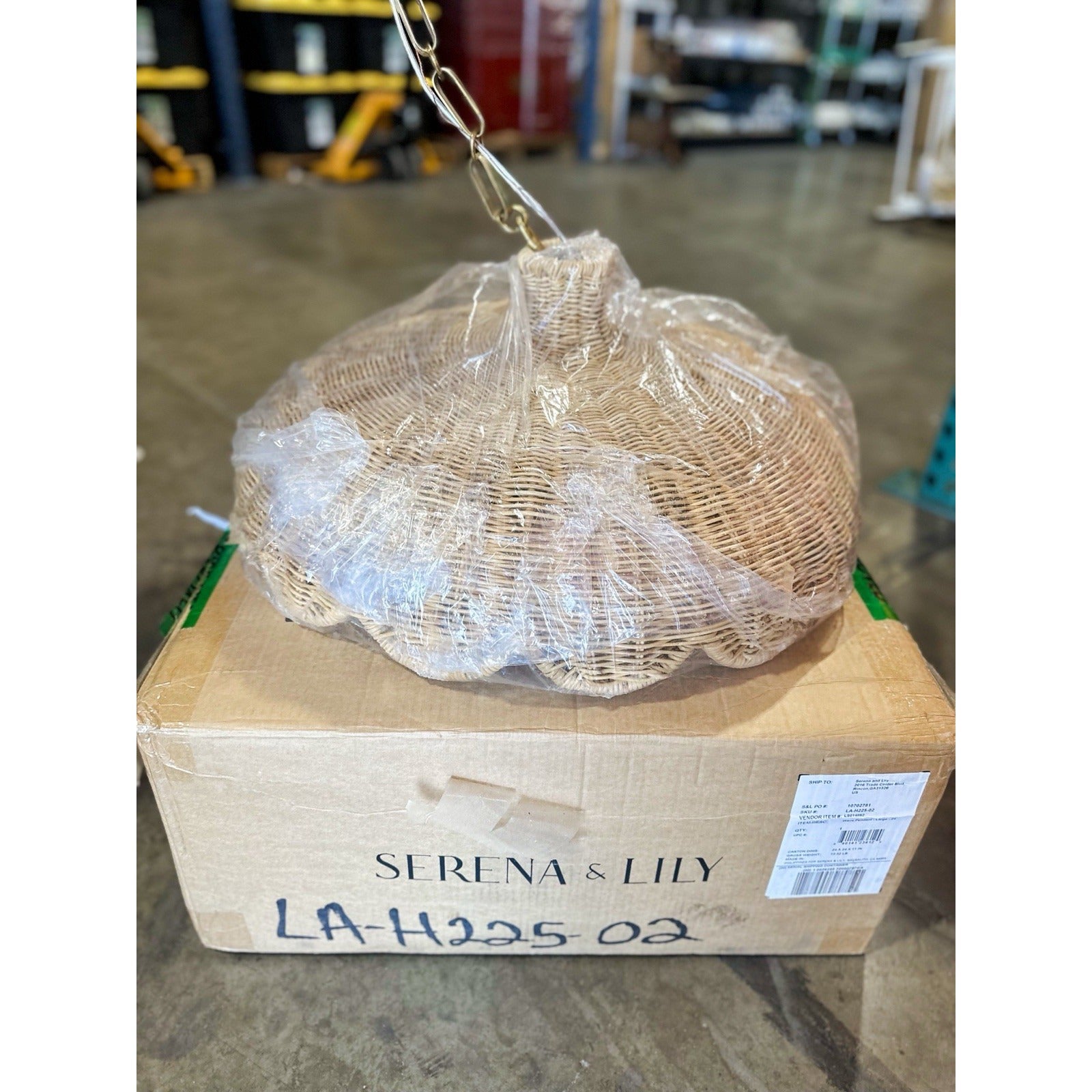 Scallop Rattan Large (24” DIAM) Coastal Pendant-Natural Brown