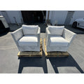 PALECEK Portrero Designer Coastal Rattan Lounge Chairs (Set of 2)-White