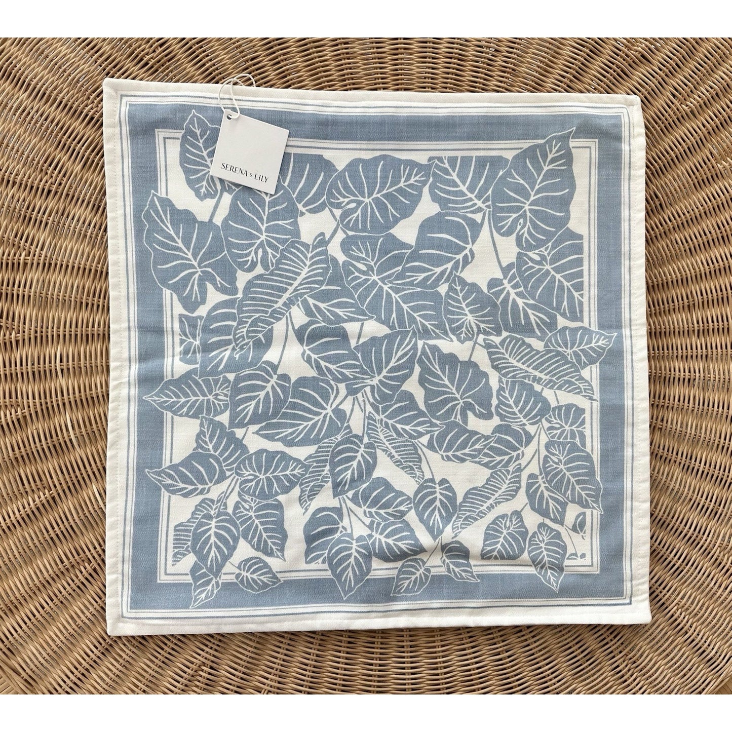 Frond Outdoor Pillow Cover (22” SQ)-Coastal Blue