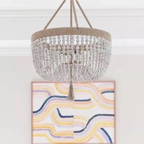 Malibu Chandelier (24” DIAM)-White/Gold - The Home Decor Outlet