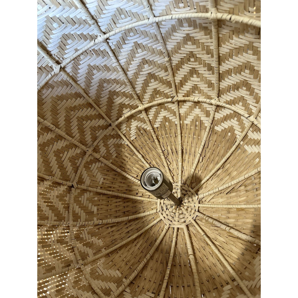 Avila Chevron Small Two Toned Pendant-Natural & Bleached Rattan