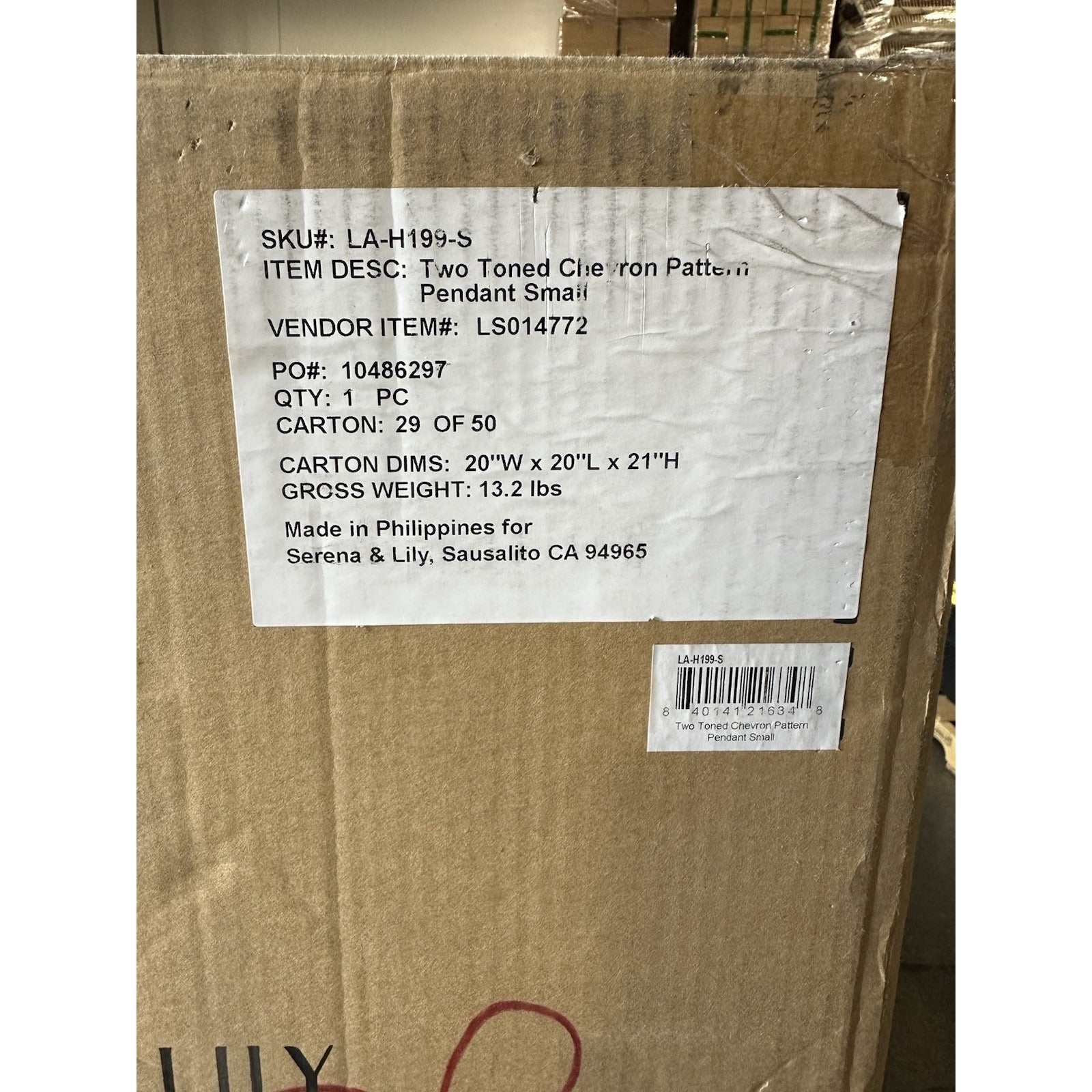 Avila Chevron Small Two Toned Pendant-Natural & Bleached Rattan