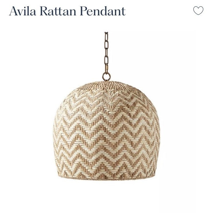 Avila Chevron Small Two Toned Pendant-Natural & Bleached Rattan
