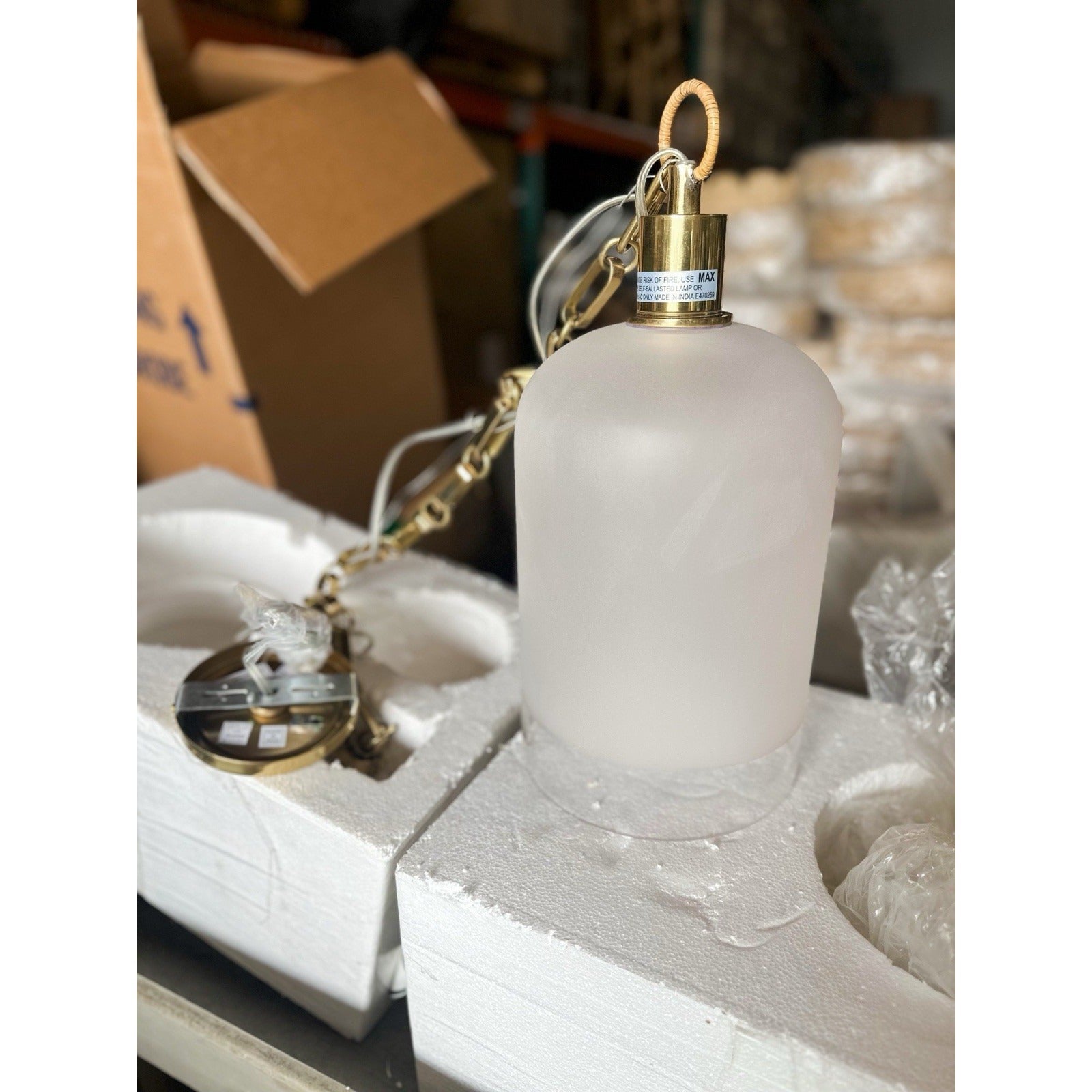 Westbrooke Pendant Light-Brass Base/Frosted Glass Shade
