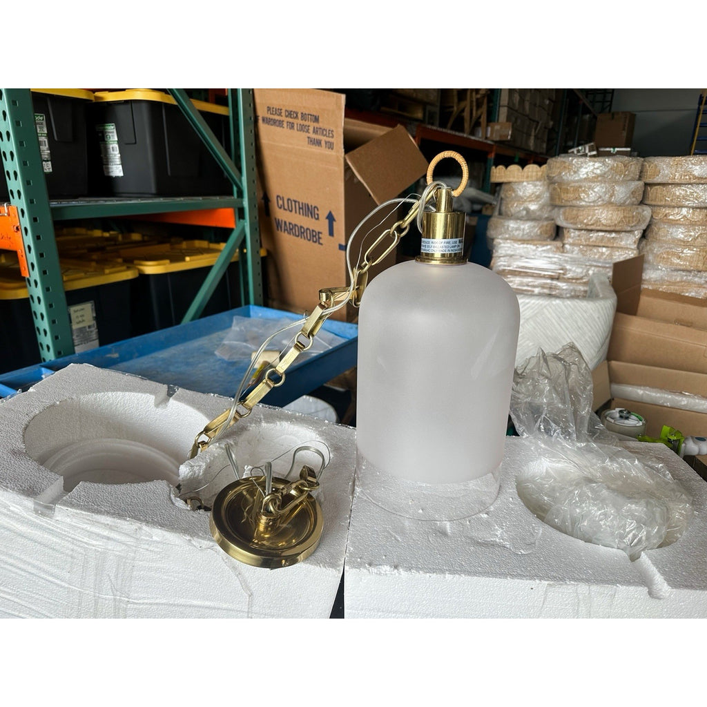 Westbrooke Pendant Light-Brass Base/Frosted Glass Shade