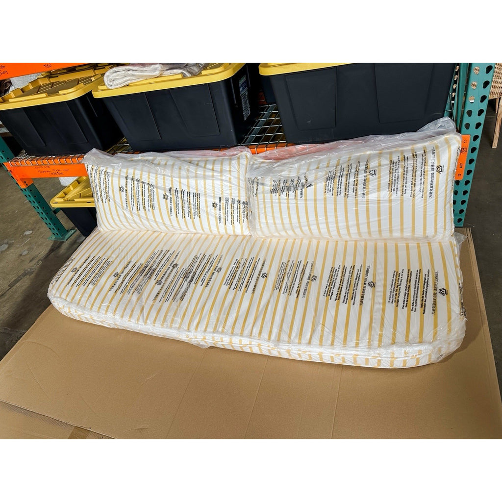 Capistrano Sofa Replacement Cushion-Sunbrella Stripe Yellow/White