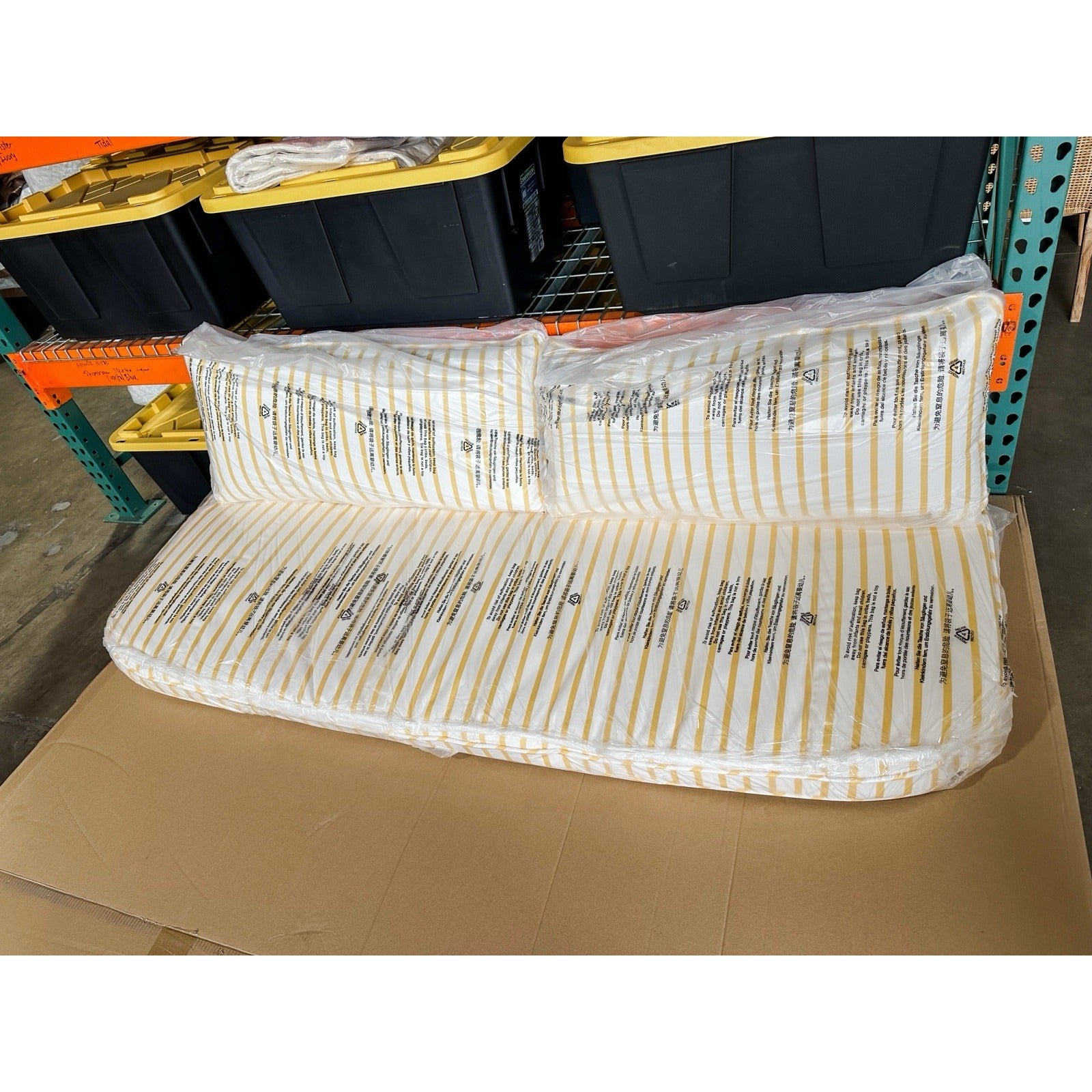 Capistrano Sofa Replacement Cushion-Sunbrella Stripe Yellow/White