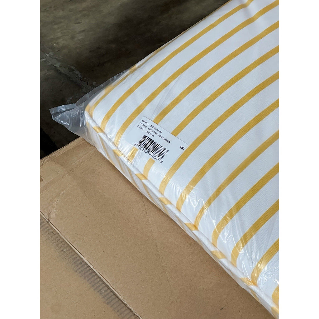 Capistrano Sofa Replacement Cushion-Sunbrella Stripe Yellow/White