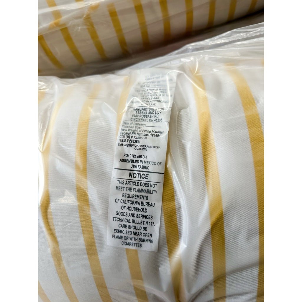 Capistrano Sofa Replacement Cushion-Sunbrella Stripe Yellow/White