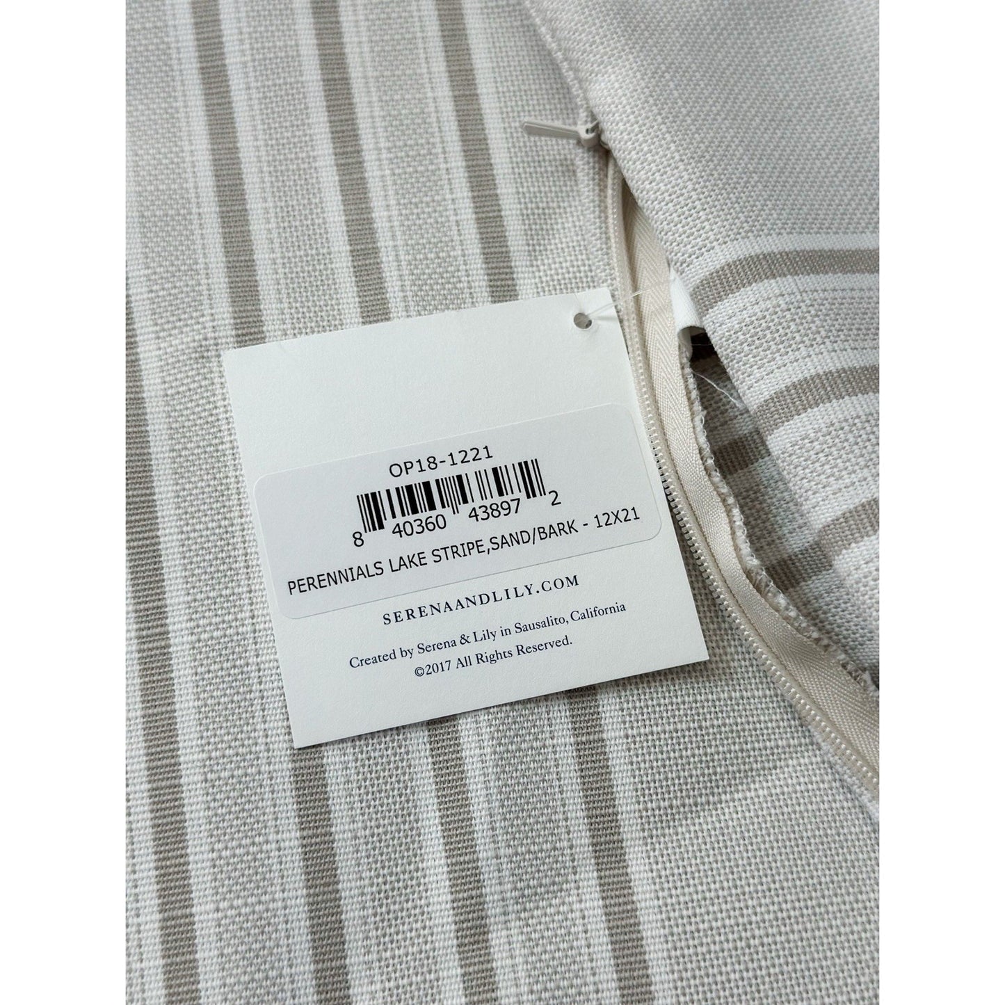 Perennials Lake Stripe Pillow Cover (12”x21”)-Sand/Bark Beige
