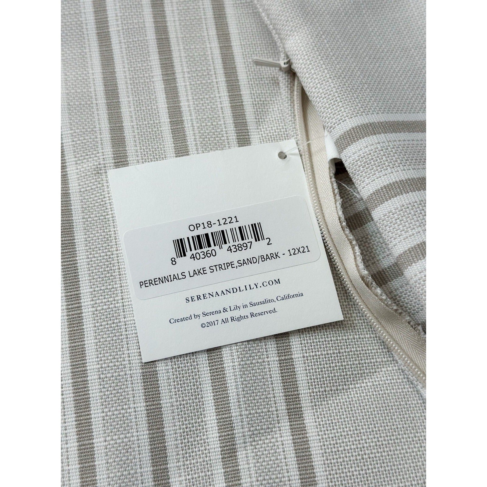 Perennials Lake Stripe Pillow Cover (12”x21”)-Sand/Bark Beige