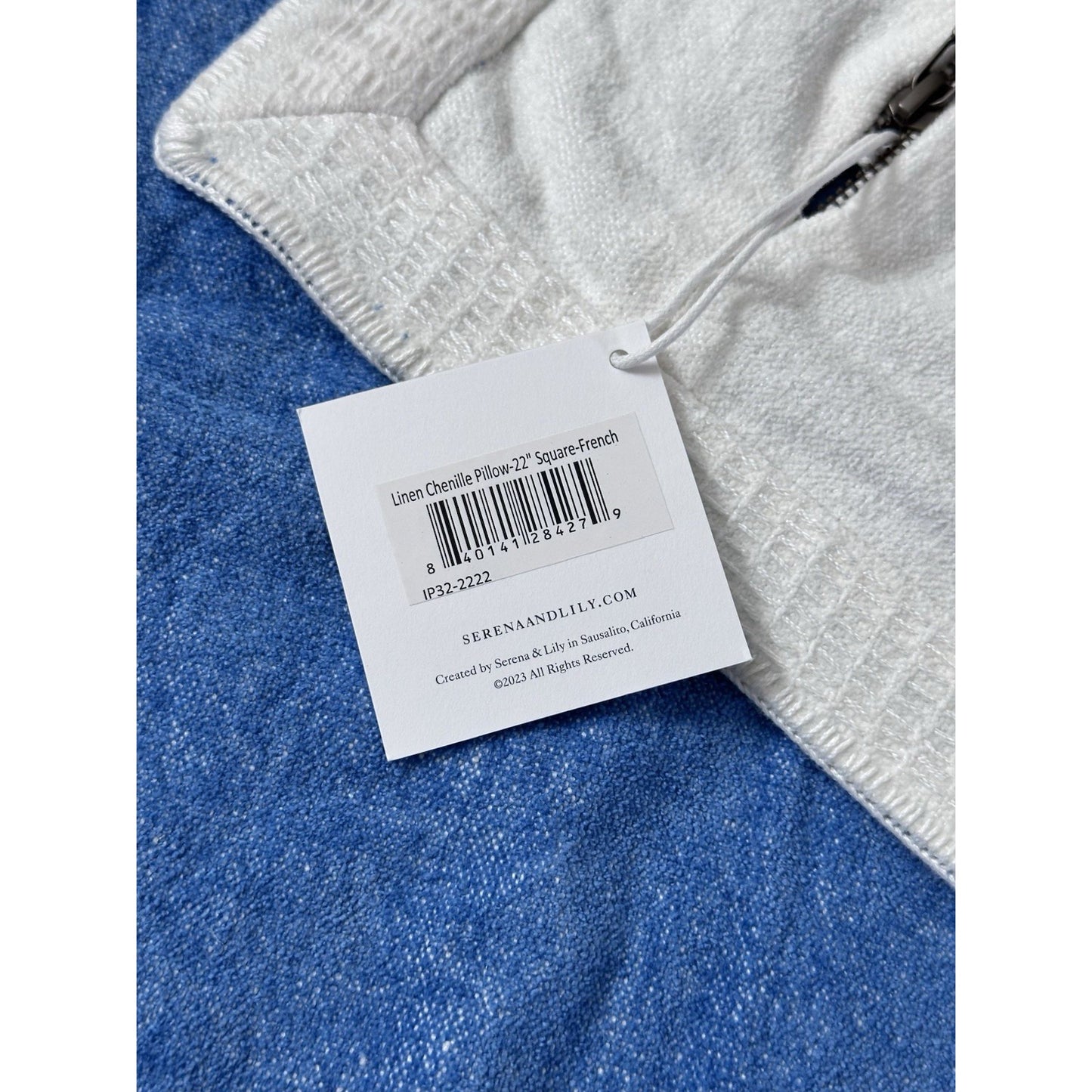 Linen Chenille Pillow Cover (22” SQ)-French Blue