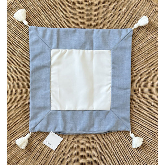 Sunbrella Border Frame Pillow Cover (20” SQ)-Coastal Blue