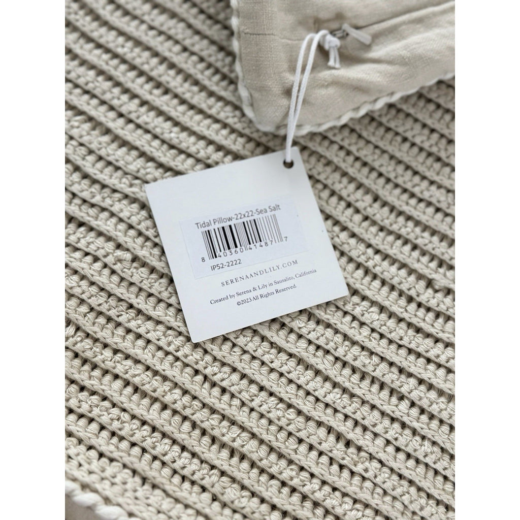 Tidal Pillow Cover (22” SQ)-Sea Salt Beige - The Home Decor Outlet