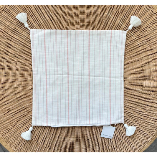 Surf Stripe Outdoor Pillow Cover (20” SQ)-Seashell Pink Red